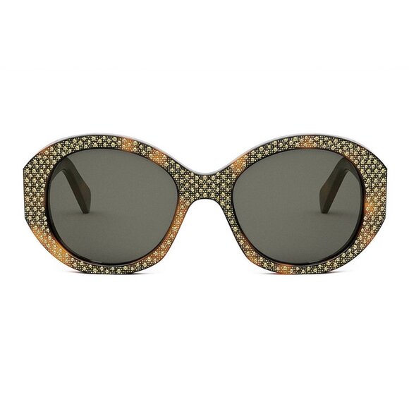 NEW CELINE WOMEN ROUND SUNGLASSES CELINE CL4240IS 53A HAVANA GREY EYEWEAR - Picture 3 of 4